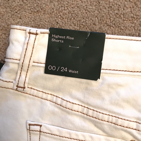 Wild Fable White Denim Shorts NEW Womens Size 00 High Waist 24 High Rise - Picture 2 of 13